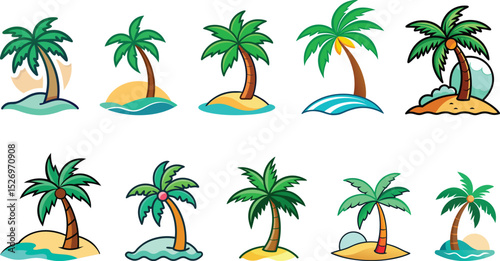 Palm trees set vector illustration