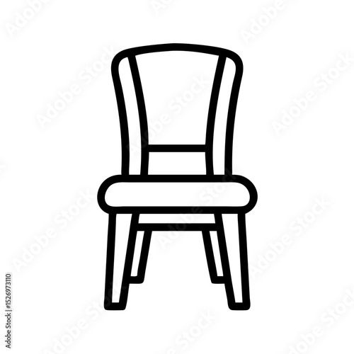 Wooden dining chair outline icon, isolated on white background