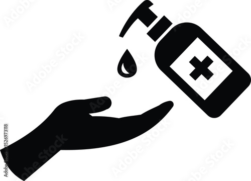 Hand sanitizer, use antiseptic, antibacterial gel line icon, hand washing and water icon
