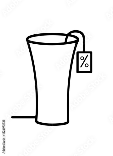 Minimalist icon of a beverage glass with a percentage tag — symbolizing taxation, price regulation, and tariffs on drinks