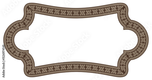Elegant Decorative Frame with Floral Pattern in Brown Tones Perfect for Invitations Certificates and Design Elements with a Blank Space Inside