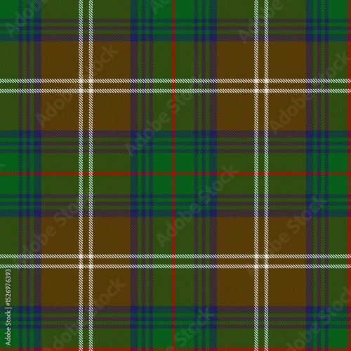Brown, White, Red, Blue, Green Tartan Weave Pattern - Tile