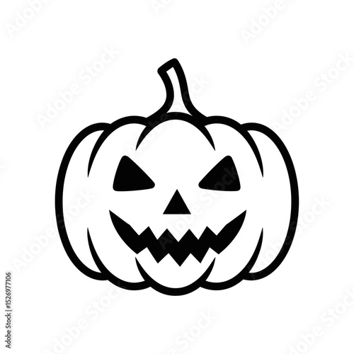 Vector Halloween Pumpkin Icon with Scary Face