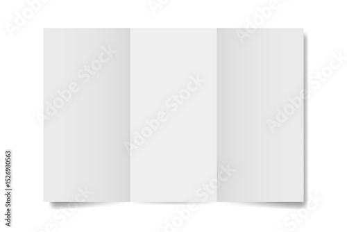 White folded brochure, three spreads or pages, vertical orientation. Tall pages. Open trifold. Letter mockup