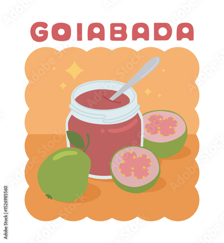 Cute goiabada cartoon vector. Brazilian guava paste illustration. 