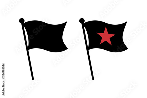 Black flag with red star anarchy symbol vector