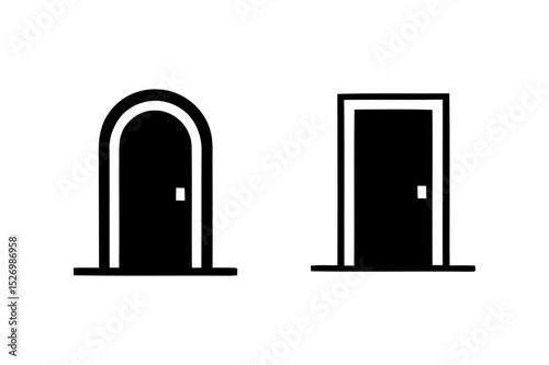 Door types icon interior design entrance access