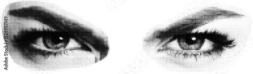 Vector Angry Eyes, Halftone Dots, Transparent