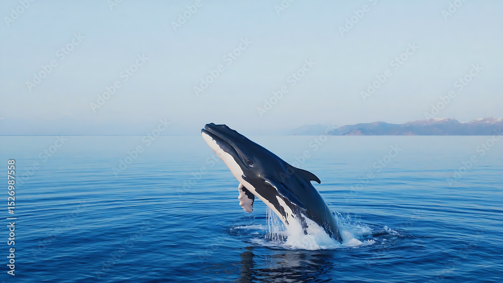 Fototapeta premium Whale breaching the ocean surface