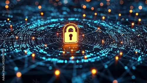 Cybersecurity Concept with Digital Lock Symbol
