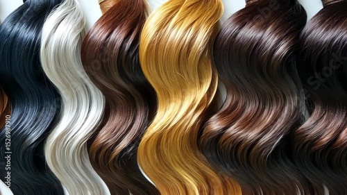 Various Hair Color Samples in Wavy Strands
