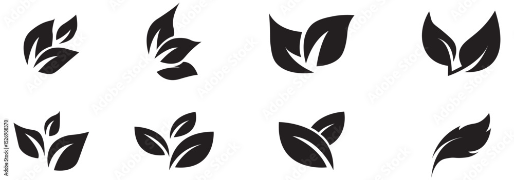 Green leaf icons set. Leaves icon on isolated background. Collection green leaf. Elements design for natural, eco, vegan, bio labels. Vector illustration EPS 10 Green leaf icons set. Leaves icon on isolated background. Collection green leaf. Elements design for natural, eco, vegan, bio labels. Vector illustration EPS 10