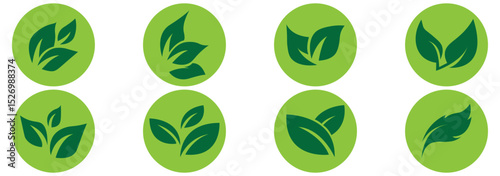Green leaf icons set. Leaves icon on isolated background. Collection green leaf. Elements design for natural, eco, vegan, bio labels. Vector illustration EPS 10