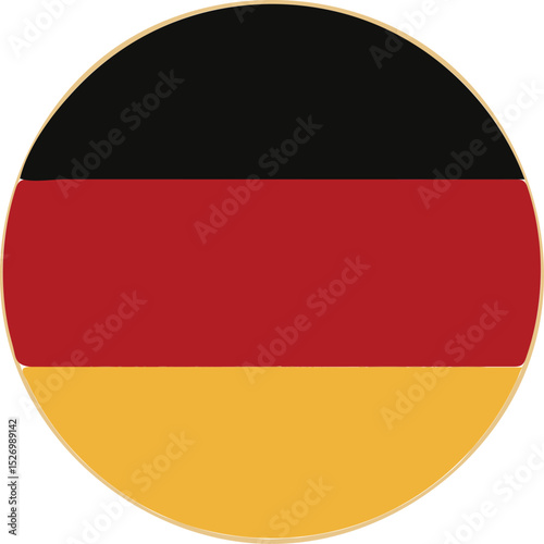German Flag Round Icon Vector with Horizontal Stripes and Clean Bold Layout