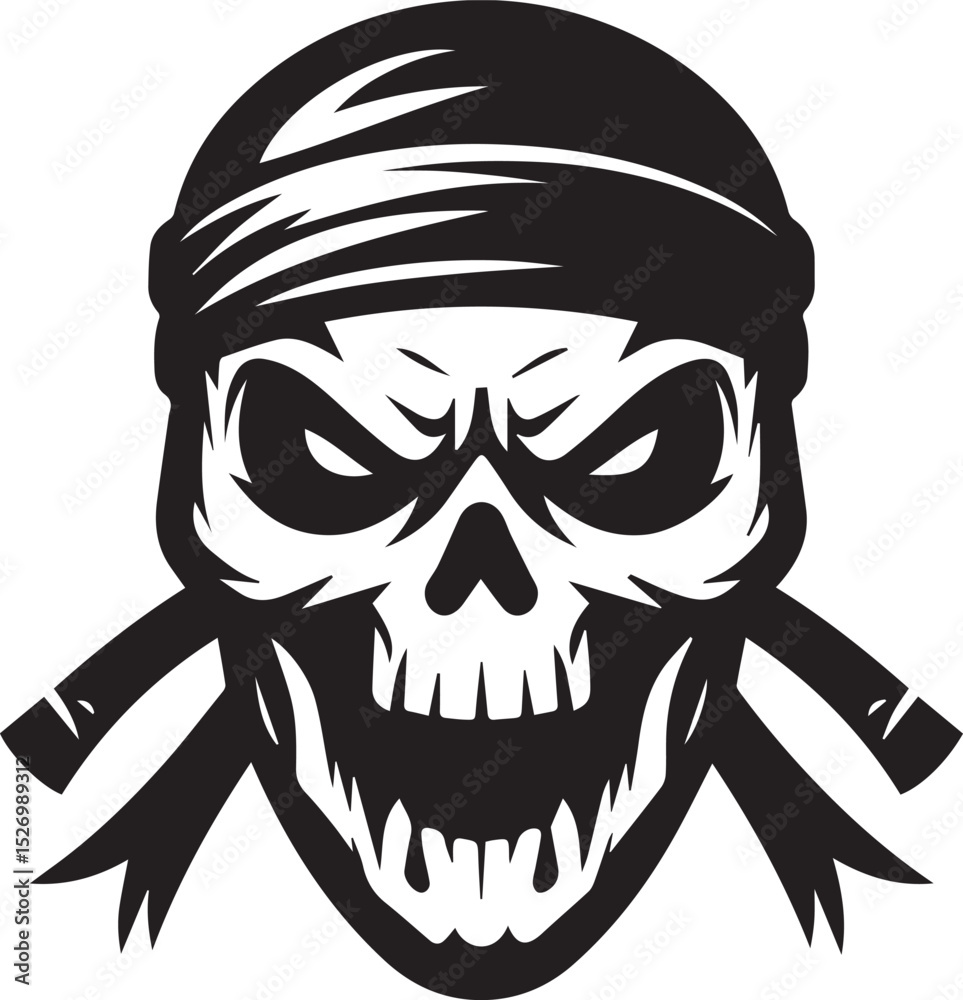 Fototapeta premium Ferocious Skull Headband Illustration Vector Graphic Design