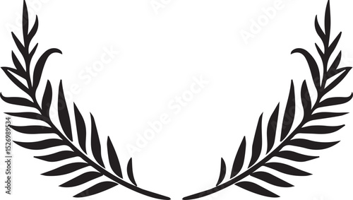 Elegant Black and White Laurel Wreath Design Vector Illustration