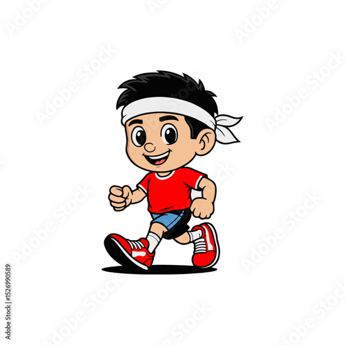Happy Cartoon Boy Standing with Smile