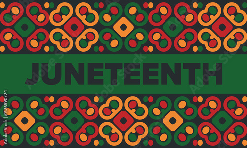Juneteenth Independence Day. Freedom or Emancipation day. Annual american holiday, celebrated in June 19. African-American history and heritage. Poster, greeting card, banner and background. Vector