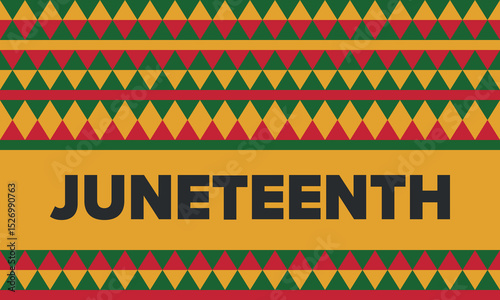 Juneteenth Independence Day. Freedom or Emancipation day. Annual american holiday, celebrated in June 19. African-American history and heritage. Poster, greeting card, banner and background. Vector
