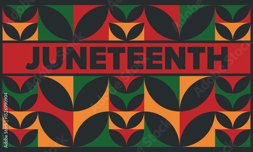 Juneteenth Independence Day. Freedom or Emancipation day. Annual american holiday, celebrated in June 19. African-American history and heritage. Poster, greeting card, banner and background. Vector