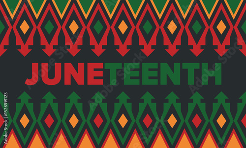 Juneteenth Independence Day. Freedom or Emancipation day. Annual american holiday, celebrated in June 19. African-American history and heritage. Poster, greeting card, banner and background. Vector