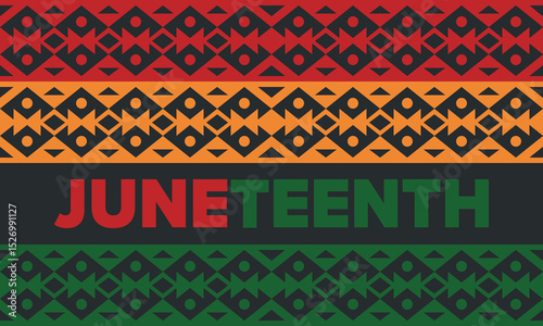 Juneteenth Independence Day. Freedom or Emancipation day. Annual american holiday, celebrated in June 19. African-American history and heritage. Poster, greeting card, banner and background. Vector