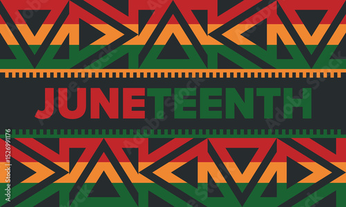 Juneteenth Independence Day. Freedom or Emancipation day. Annual american holiday, celebrated in June 19. African-American history and heritage. Poster, greeting card, banner and background. Vector