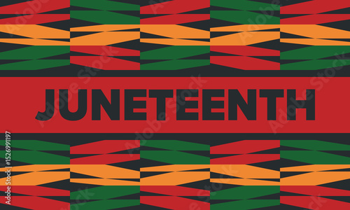 Juneteenth Independence Day. Freedom or Emancipation day. Annual american holiday, celebrated in June 19. African-American history and heritage. Poster, greeting card, banner and background. Vector