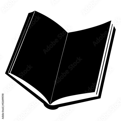 open book with blank pages silhouette icon on white background