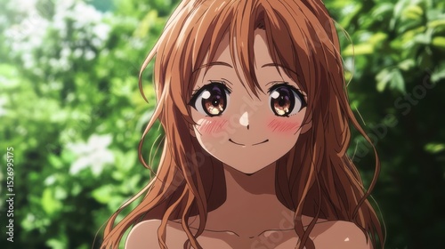 Smiling waifu anime girl