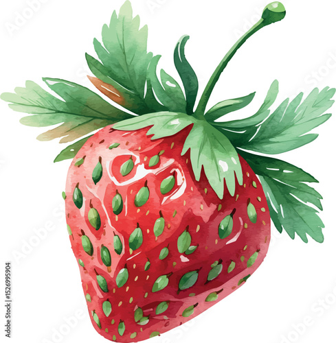 Watercolor strawberry vector. Sweet fruit with soft red texture and clean isolated design.