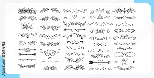 Elegant hand drawn decorative flourishes and dividers collection in a variety of artistic styles