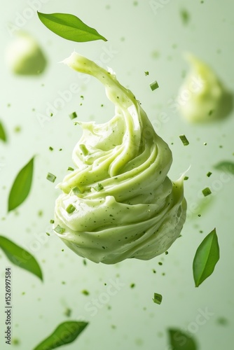 kanom pang ping flying with pandan custard spread, isolated on white background
