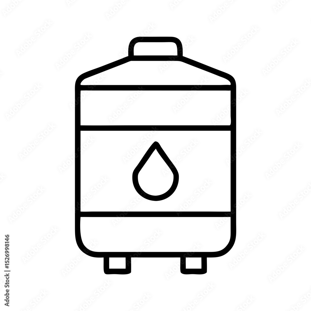 Fototapeta premium Water tank with drop symbol in minimalist line art style 