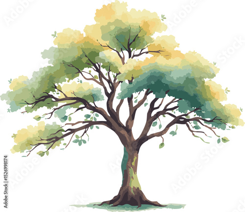 Sprawling tree with a lush crown.