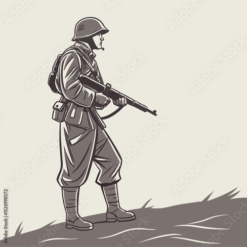 "Soldier Character – Army or Military Person Illustration Vector"


