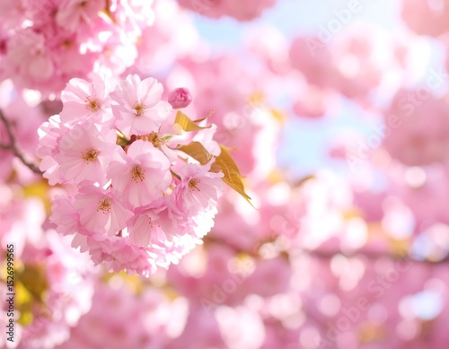Delicate pink cherry blossoms in spring