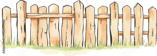 Watercolor vector illustration of a fence.