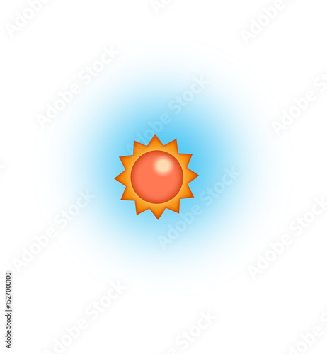 Weather icon showing a bright sun symbol, representing sunny weather and clear skies, ideal for digital weather apps and visual meteorological updates.
