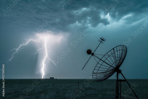 Lightning Striking Near a Satellite Dish