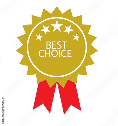 Best choice label with ribbons