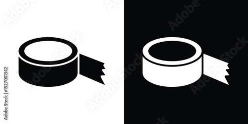Adhesive tape icon in flat version on black and white background