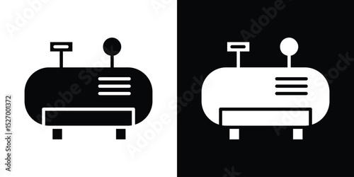 Air compressor icon in flat version on black and white background