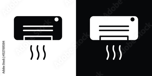 Air conditioner icon in flat version on black and white background