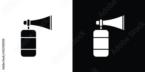 Air horn icon in flat version on black and white background