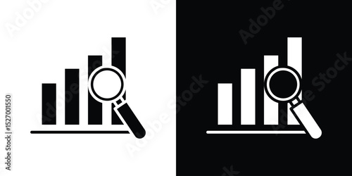 Analytics report icon in flat version on black and white background