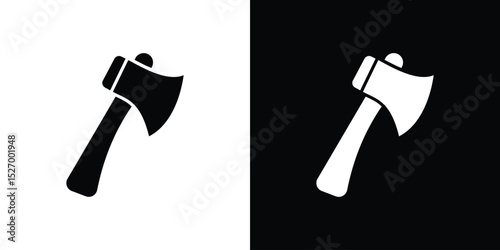 Axe icon in flat version on black and white background