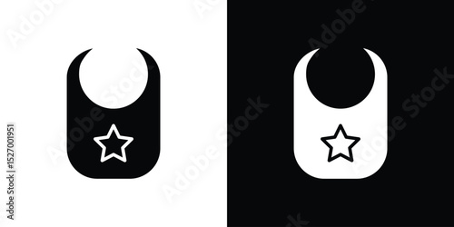Baby bib icon in flat version on black and white background