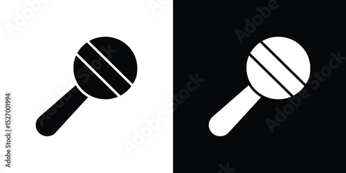 baby rattle icon in flat version on black and white background