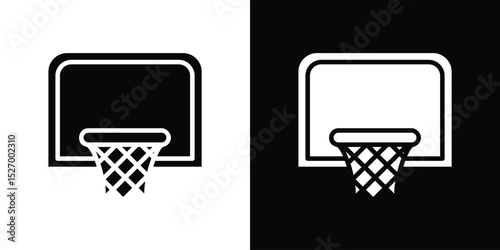 Basketball hoop icon in flat version on black and white background